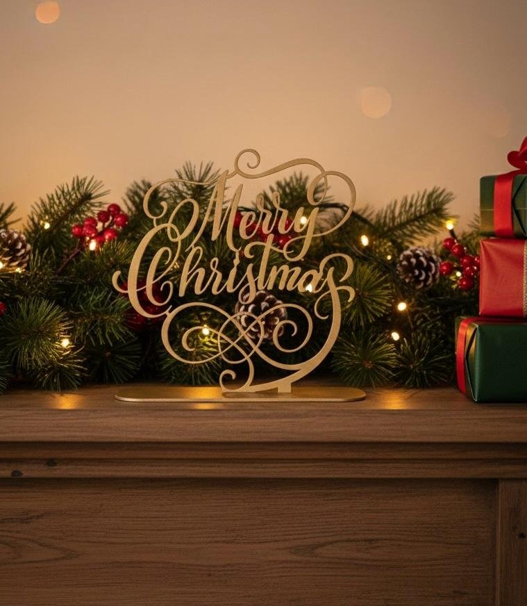 Elegant Merry Christmas Script Decor