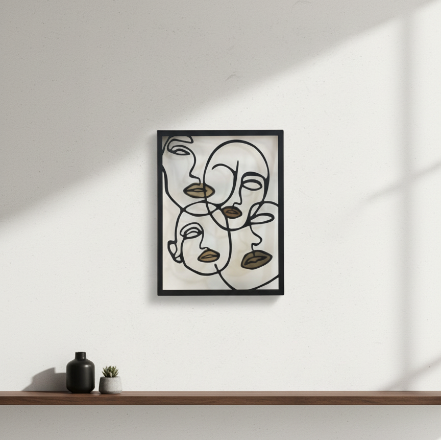Abstract Line Face Framed Art