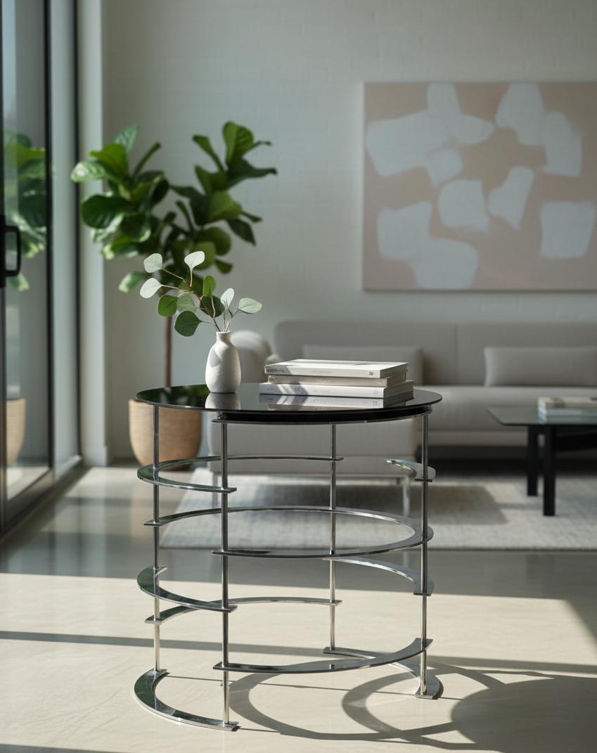 Chrome Multi-Tiered Side Table